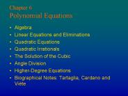 Chapter 6 Polynomial Equations