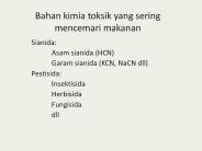 Bahan kimia toksik yang sering mencemari makanan