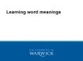 Learning word meanings PowerPoint PPT Presentation