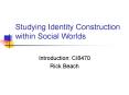 Studying Identity Construction within Social Worlds PowerPoint PPT Presentation