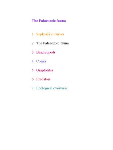 The Palaeozoic fauna