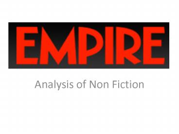 Analysis of Non Fiction