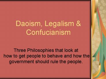 Daoism, Legalism