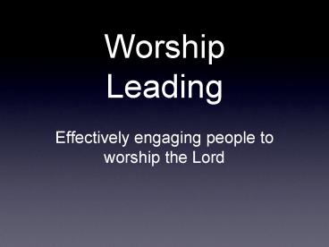 Worship Leading