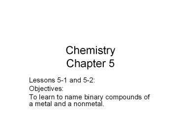 Chemistry Chapter 5