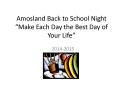 Amosland Back to School Night  PowerPoint PPT Presentation