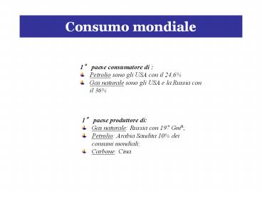 Consumo mondiale