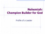 Nehemiah: Champion Builder for God