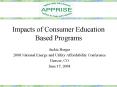 Impacts of Consumer Education Based Programs PowerPoint PPT Presentation
