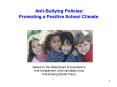 Anti-Bullying Policies: Promoting a Positive School Climate PowerPoint PPT Presentation