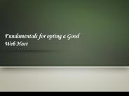 Fundamentals For Opting a Good Web Host