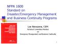 NFPA 1600  Standard on Disaster/Emergency Management and Business Continuity Programs PowerPoint PPT Presentation