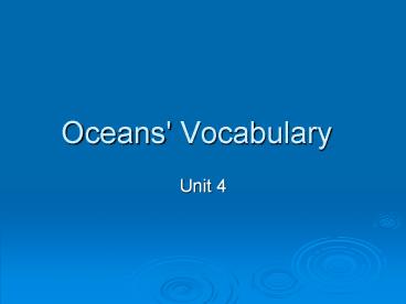 Oceans' Vocabulary