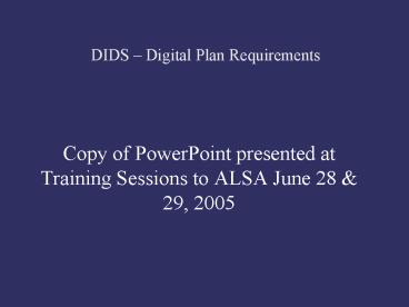 Copy of PowerPoint presented at Training Sessions to ALSA June 28