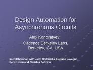 Design Automation for Asynchronous Circuits