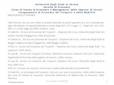 BIBLIOGRAFIA DI TRAENZA