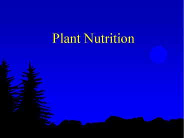 Plant Nutrition