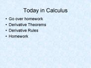 Today in Calculus