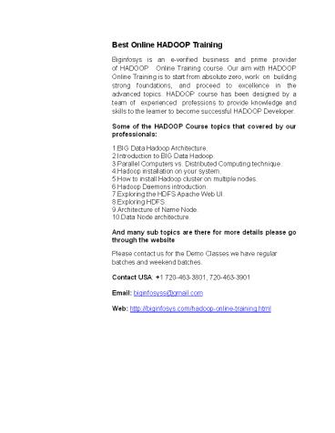 Best Online HADOOP Training