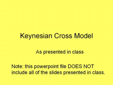 Keynesian Cross Model