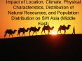 Impact of Location, Climate, Physical Characteristics, Distribution of Natural Resources, and Population Distribution on SW Asia (Middle East) PowerPoint PPT Presentation
