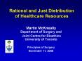 Rational and Just Distribution of Healthcare Resources PowerPoint PPT Presentation