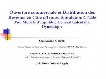 Ouverture commerciale et Distribution des Revenus en C