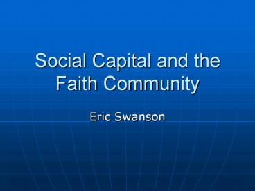 Social Capital and the Faith Community