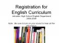 Registration for English Curriculum PowerPoint PPT Presentation