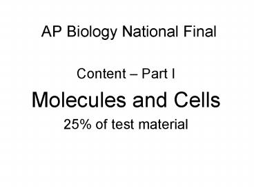 AP Biology National Final