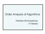 Order Analysis of Algorithms