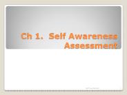 Ch 1. Self Awareness Assessment