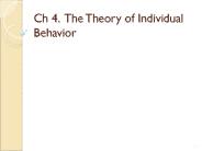 Ch 4. The Theory of Individual Behavior