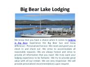 Big Bear Lake Lodging CA