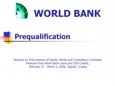Prequalification presentation | free to view
