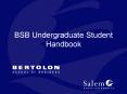 BSB Undergraduate Student Handbook PowerPoint PPT Presentation