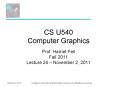 CS U540 Computer Graphics PowerPoint PPT Presentation