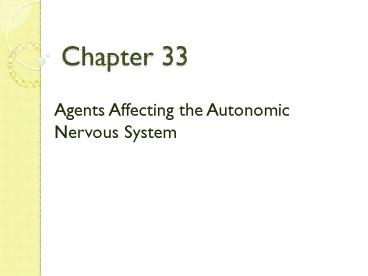 Agents Affecting the Autonomic Nervous System