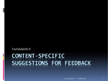 Content-Specific Suggestions for Feedback