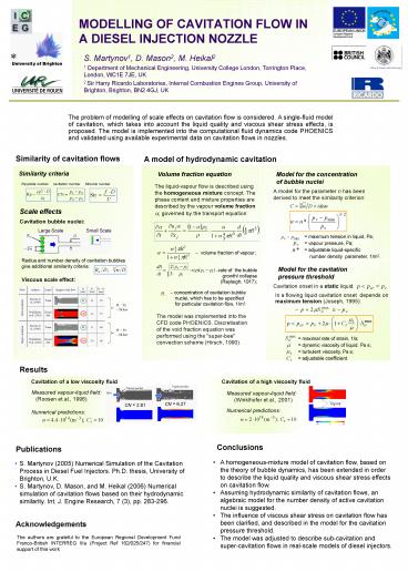 MODELLING OF CAVITATION FLOW IN A DIESEL INJECTION NOZZLE