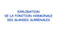 EXPLORATION DE LA FONCTION HORMONALE DES GLANDES SURRENALES PowerPoint PPT Presentation