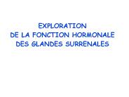 EXPLORATION DE LA FONCTION HORMONALE DES GLANDES SURRENALES