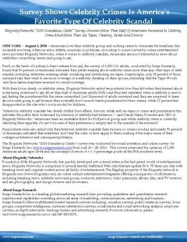 Survey Shows Celebrity Crimes Is America