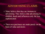 ADVERTISING CLAIMS
