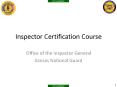 Inspector Certification Course PowerPoint PPT Presentation