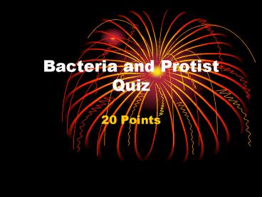 Bacteria and Protist Quiz