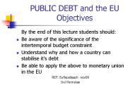 PUBLIC DEBT and the EU Objectives