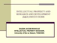 INTELLECTUAL PROPERTY AND RESEARCH AND DEVELOPMENT (R