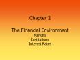 Chapter 2 The Financial Environment Markets Institutions Interest Rates PowerPoint PPT Presentation