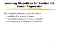 Learning Objectives for Section 1.3 Linear Regression PowerPoint PPT Presentation